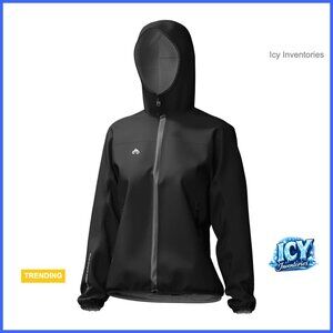 Waterproof Polyester Cycling Rain Jacket with Hood and Reflective Elements